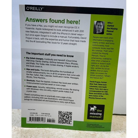 OS X Yosemite The Missing Manual David Pogue OS X 10.10 Software Guide OReilly - Picture 2 of 11